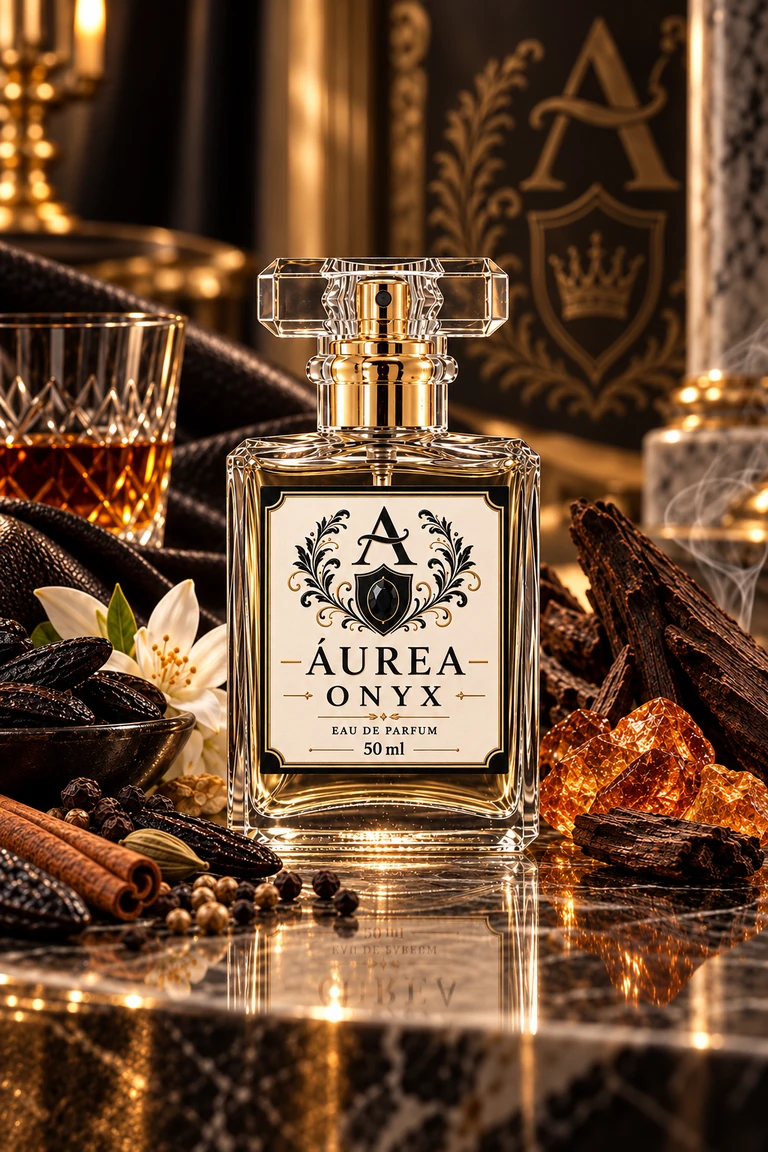 Frasco do perfume Áurea Onyx
